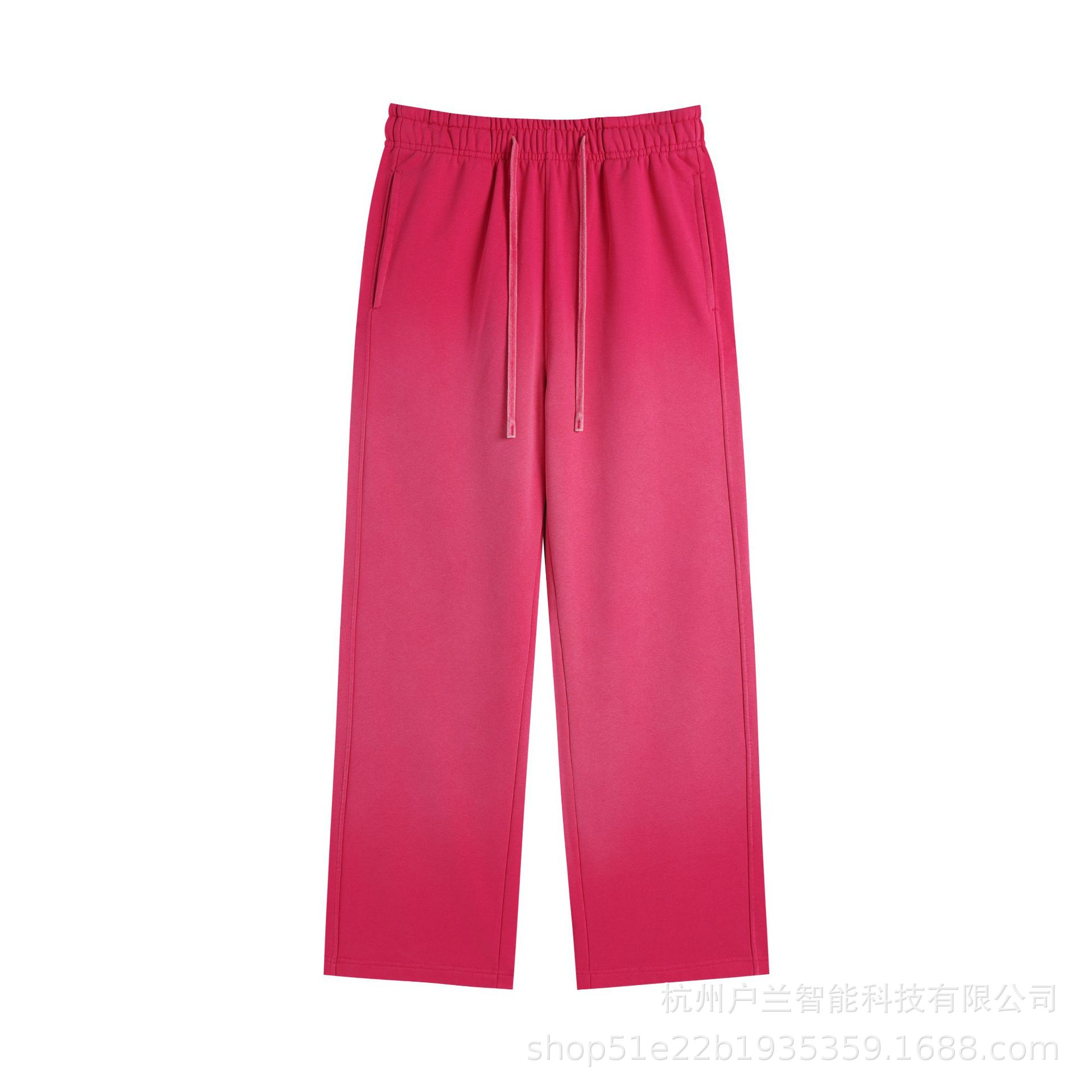 400g brushed distressed gradient sweatpants rose red