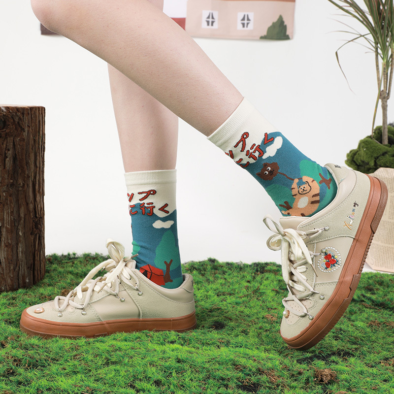 Brand trend socks women original cartoon cute girls tube socks summer hot ladies casual socks wholesale