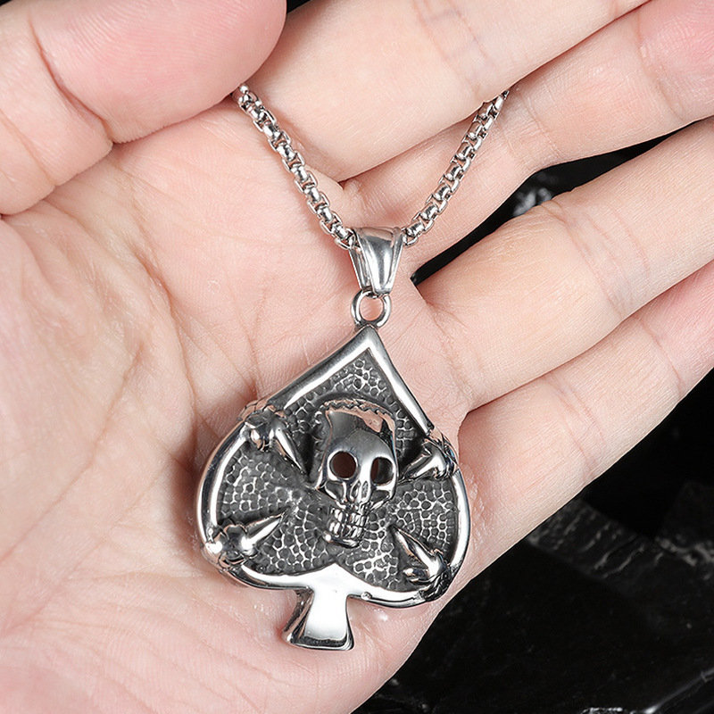 1 Piece Retro Skull Titanium Steel Stoving Varnish Unisex Pendant Necklace