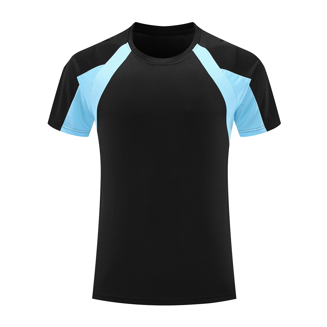 Hombre deportivo ocio mangas cortas T gran agujero de ventilación color combinado ropa de trabajo de secado rápido impresión logotipo camiseta ropa deportiva fitness