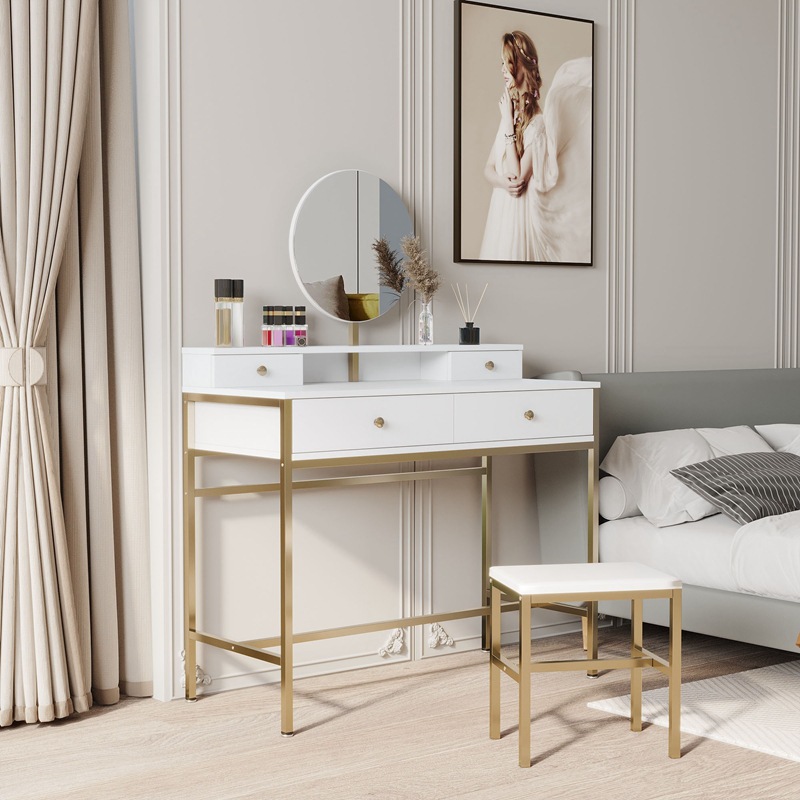 Luz de lujo tocador dormitorio moderno simple mesa de maquillaje pequeño ins estilo nuevo pequeño apartamento pequeño tocador con espejo