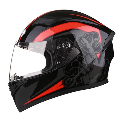 Motosiklet kaskı (dəbilqə) – Full-Face Helmet Cool Electric Vehicle - red-is-powerful-with-transparency-m