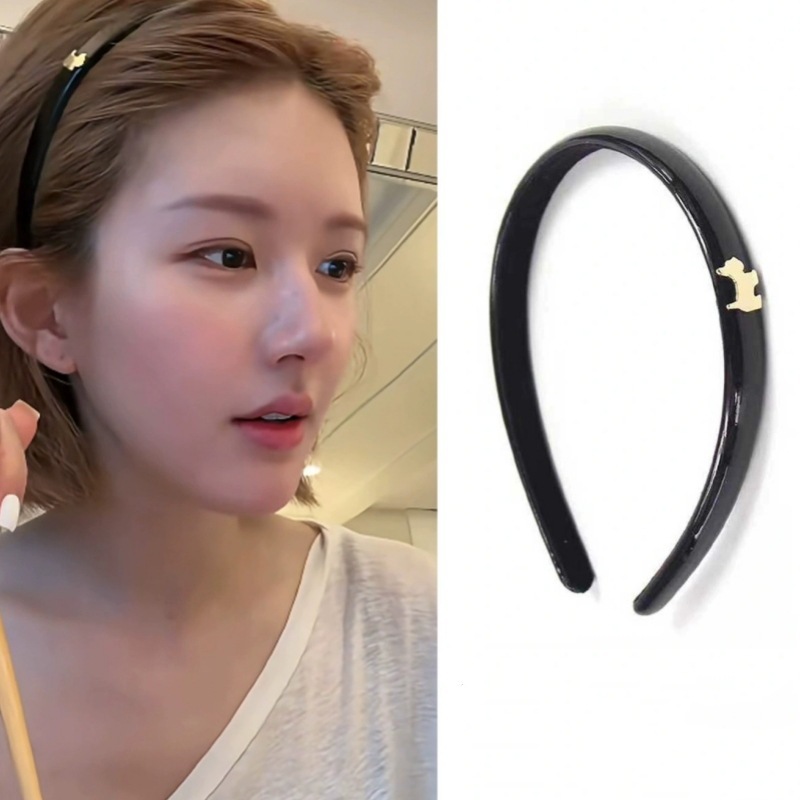 赵露思同款金色小狗压发卡韩国漆皮黑色发箍女高颅顶头箍发卡发饰|undefined
