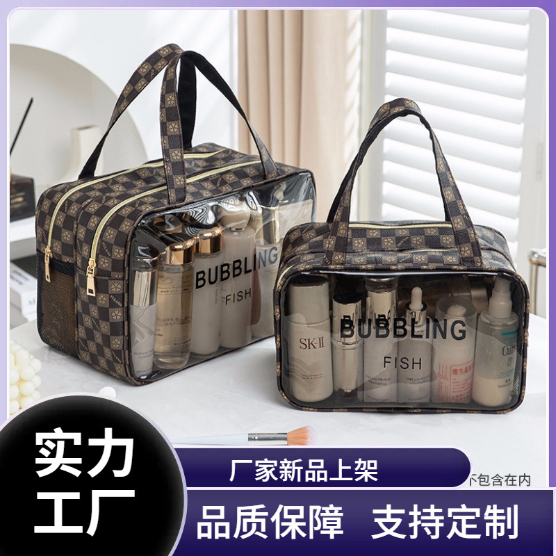 2024 nueva bolsa de cosméticos de gran capacidad y alta calidad, bolsa de lavado transparente, bolsa de almacenamiento de natación de playa portátil impermeable