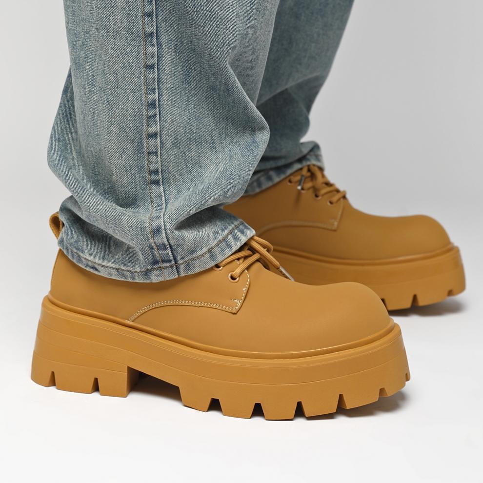 Chaussures en cuir décontractées pour hommes ShoeVault Cleanfit New Fashion Derby style britannique à gros orteil_voghion.com