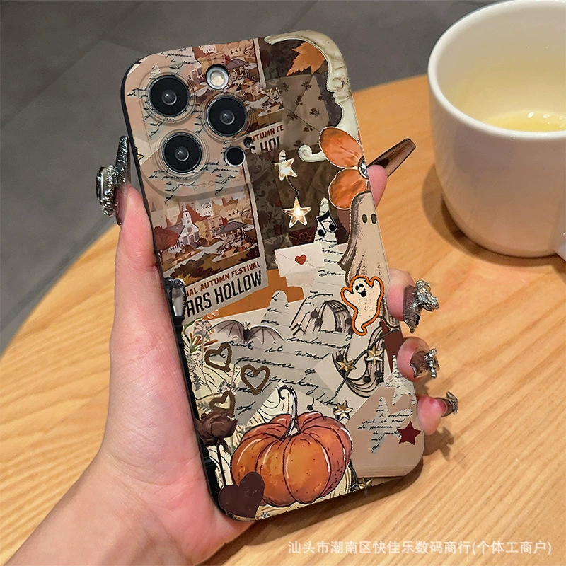 Чехол для телефона совместимый с Apple iPhone 14–17, дизайн в виде мультфильма на Хэллоуин, защита при падении, легкий 0.06 кг