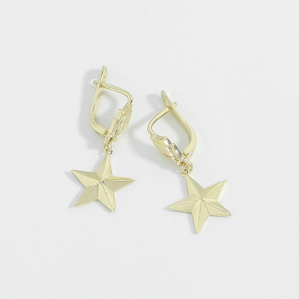 Korean Three-dimensional Eight-pointed Star Copper Earrings Wholesale Nihaojewelry display picture 3