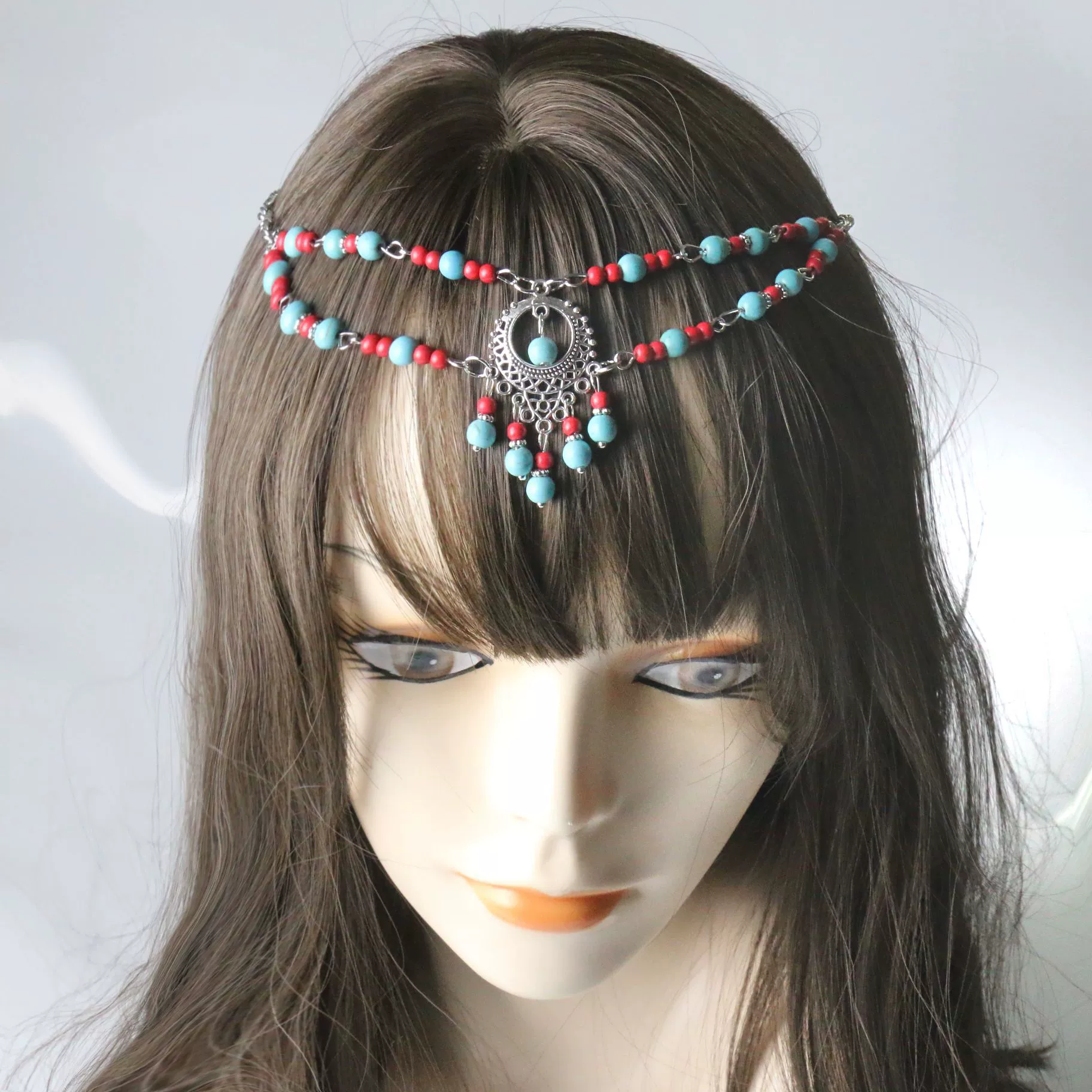 Экзотическое украшение на лоб с кисточками в этническом стиле, ретро-фото путешествий, подвеска для фото в древнем стиле, цепочка на лоб, цепочка на голову ручной работы