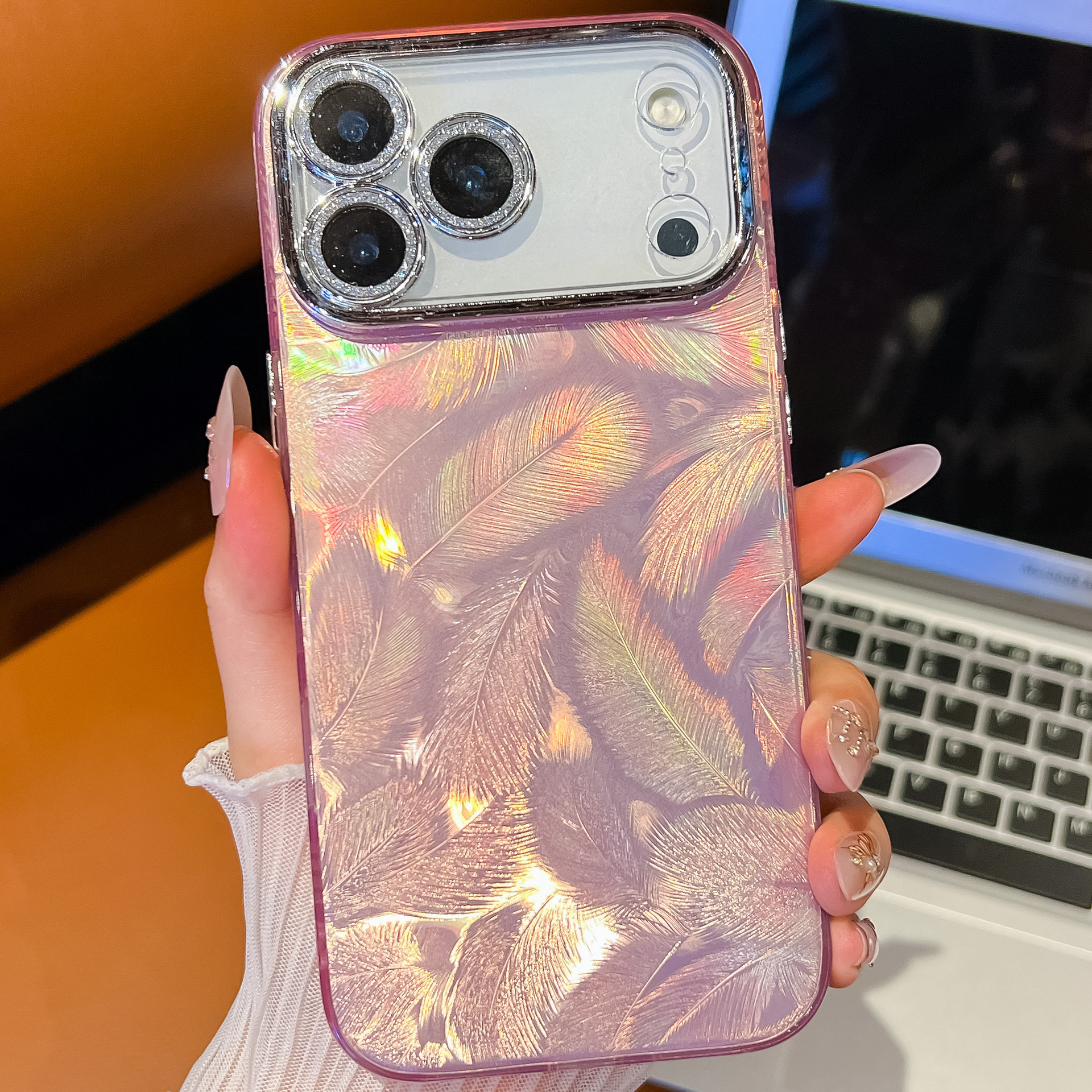 双面覆膜IMD适用iPhone17Air手机壳苹果16ProMax羽毛纹防摔保护套