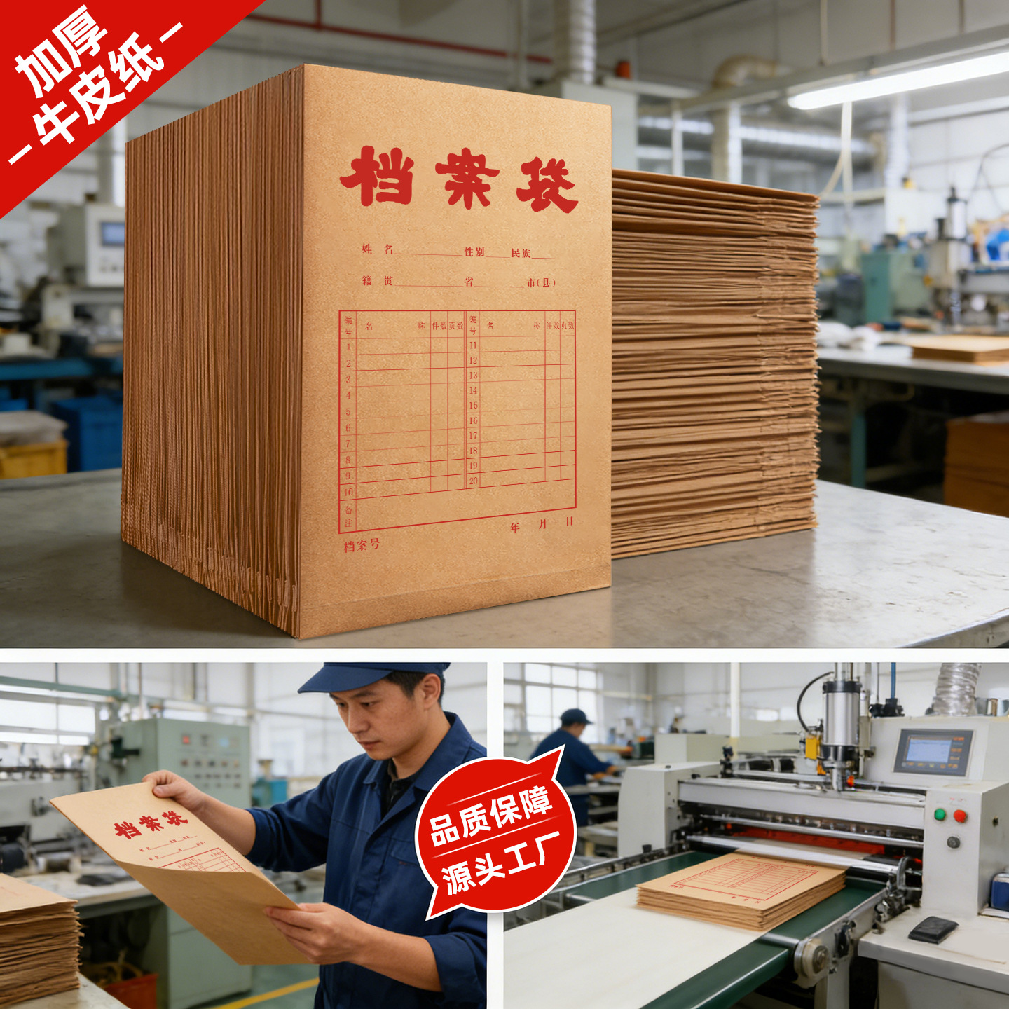 现货整箱批发加厚牛皮纸档案袋文件袋资料袋大容量投标卷宗收纳袋