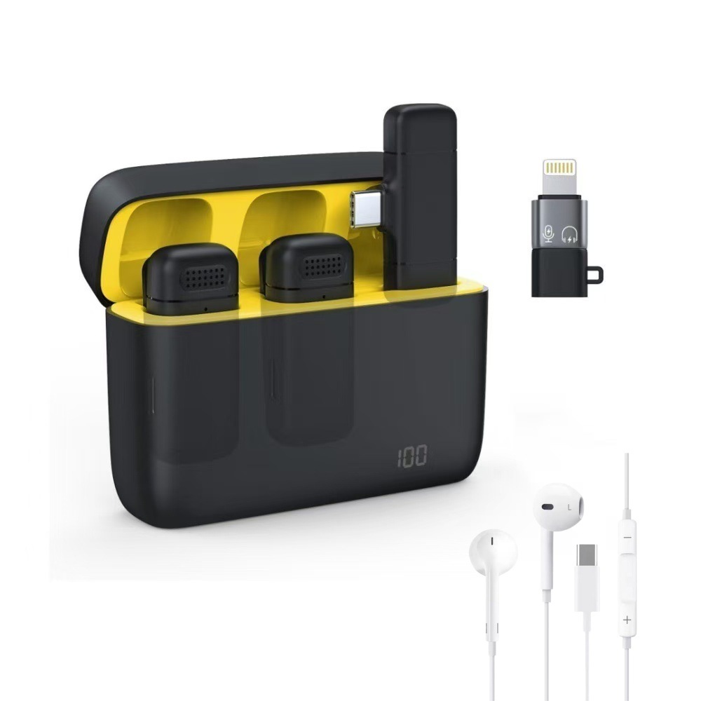 Nuevo micrófono inalámbrico de solapa con estuche de carga con pantalla digital para grabación de video en vivo, micrófono ligero, compacto y con reducción de ruido