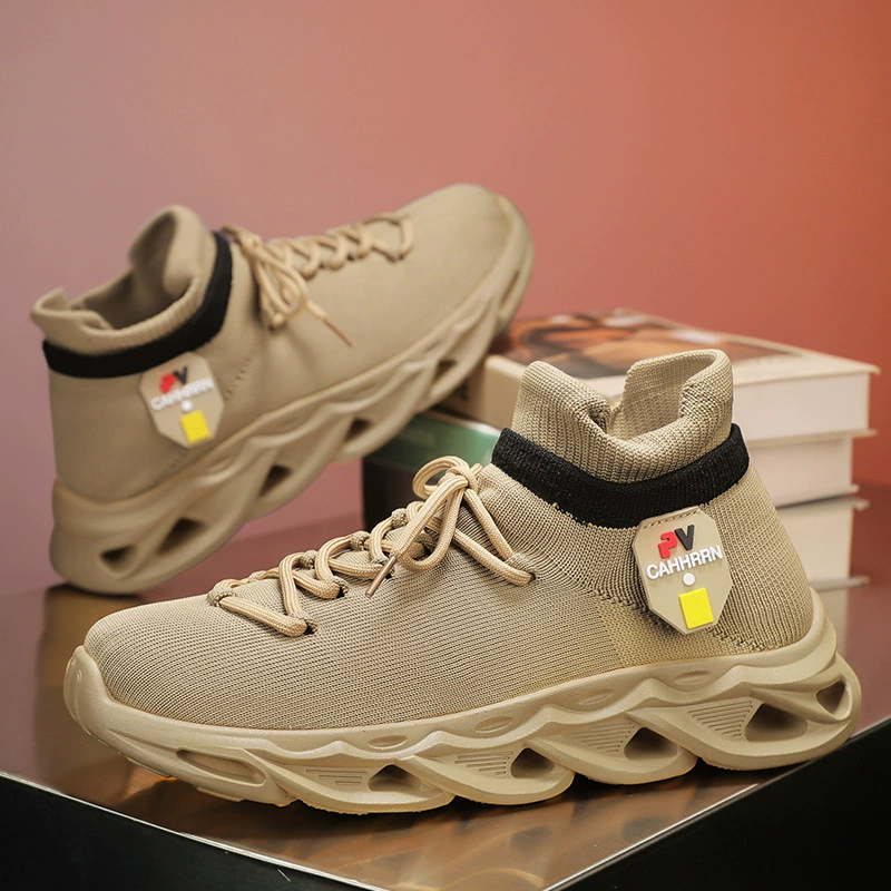 Весенняя мужская спортивная обувь на толстой подошве, увеличивающая рост, повседневная обувь из дышащей сетки, легкие и удобные мужские носки на шнуровке.