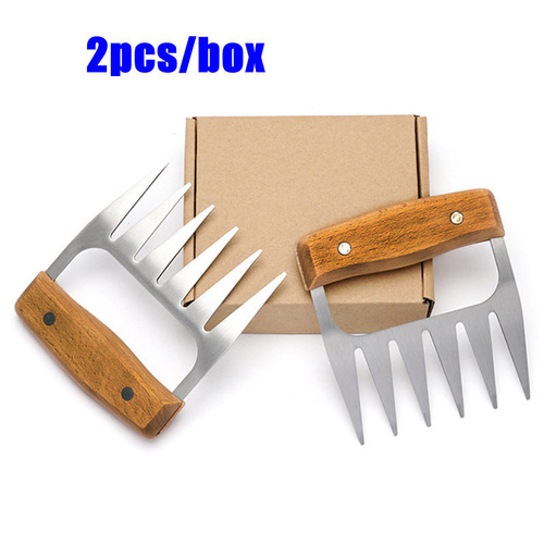 Cross-border wooden handle bear claw meat splitter, stainless steel deli chicken meat tearer, meat loosener, steak and turkey steak