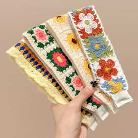 法式田园风复古针织魔术贴头发贴刘海碎发整理神器发箍美少女发带