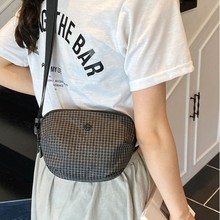 2025新款时尚运动包休闲百搭男女轻便单肩斜挎包格子尼龙布小包包