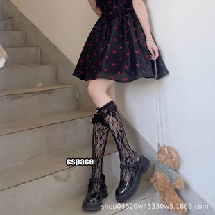 Lace Socks Lolita Calf Socks Women's Socks Summer Thin Bow Pile Socks Mid-Calf Socks Ins Socks Summer