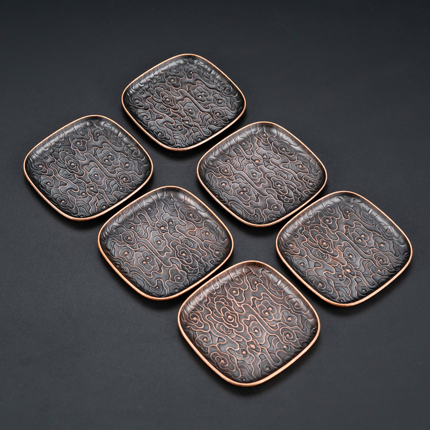 Alloy Retro Small Square Coaster Cup Holder Souvenir Base Insulated Kung Fu Tea Cup Pot Mat Tea Set Accessories Japanese Style