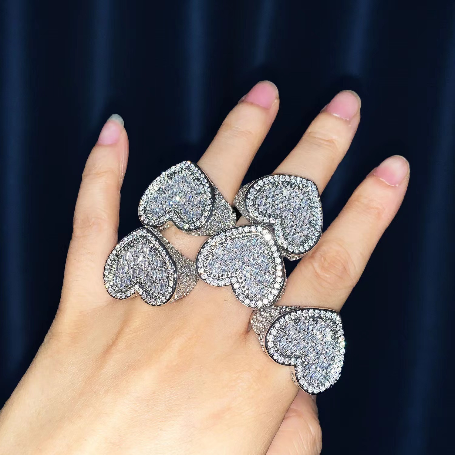 Zircon Inlay Material Rings Classification Wholesale Jewelry Hip-Hop Retro Geometric Copper Zircon Rings