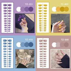 [Strip Pack] Short round head matte frosted nail patches, finished fake nails, 24 pieces of wearable manicure tools
