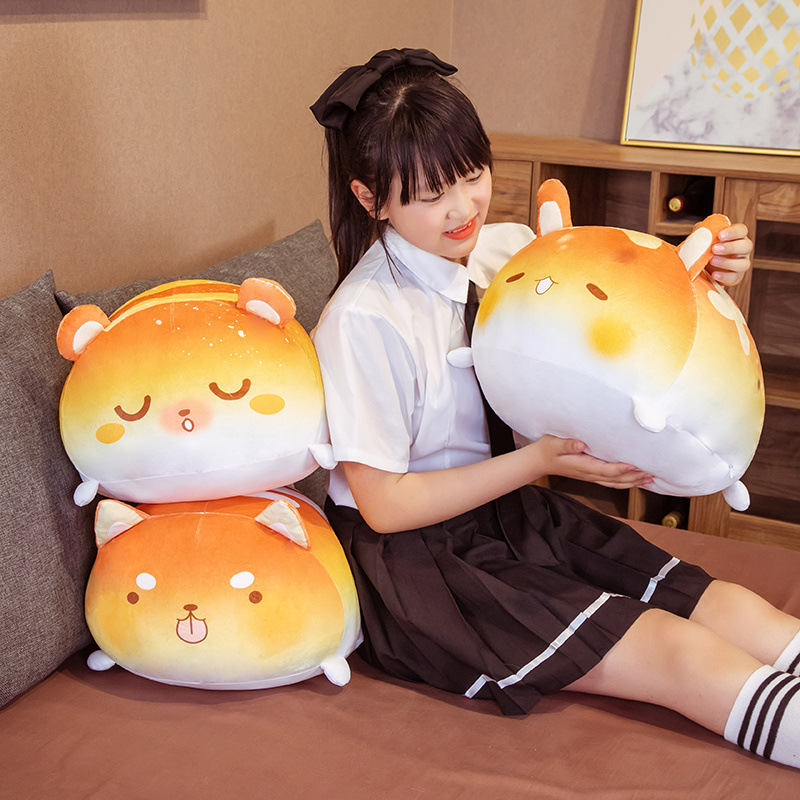 Simulation Bread Shiba Inu Plush Toy Cute Cream Bear Rag Doll Big Pillow Dog Dual-use Blanket Wholesale