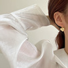 Fashionable brand golden advanced earrings heart shaped, Korean style, silver 925 sample