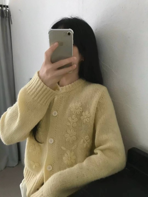 韩代宋慧乔同款手钩花朵毛衣外套女2025秋冬软糯针织开衫上衣1161|undefined