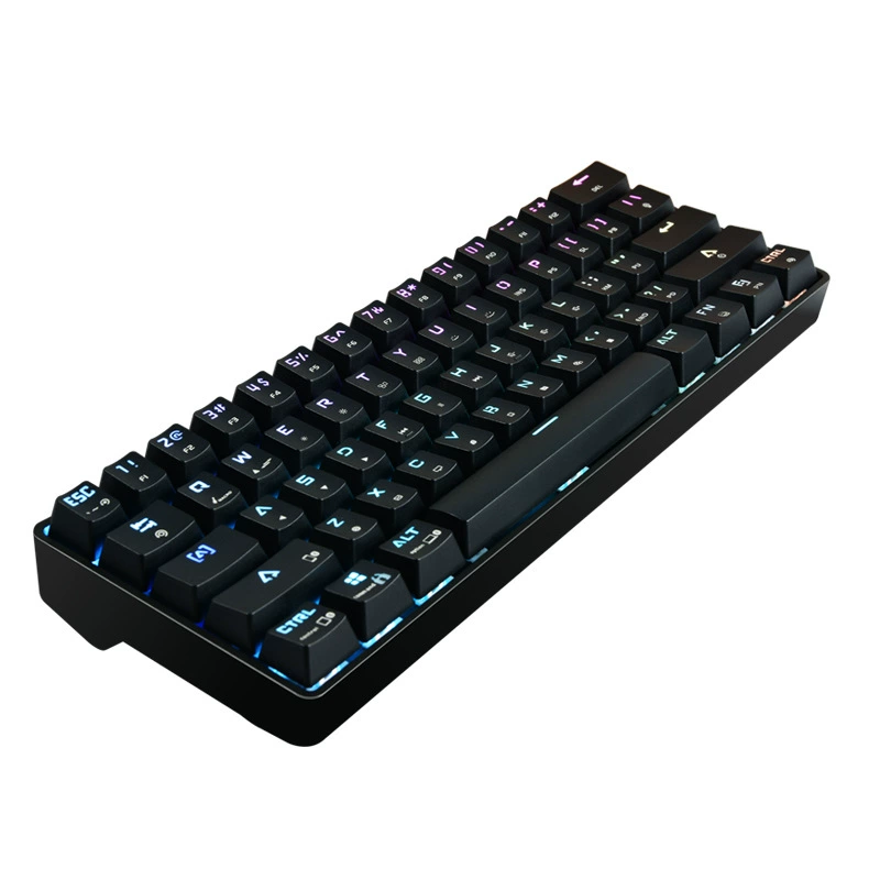 Беспроводная Bluetooth двойного режима 61-клавишная RGB клавиатура, трансграничная модель, зелёная ось шрифт цвет PBT клавиши, премиальные клавиши