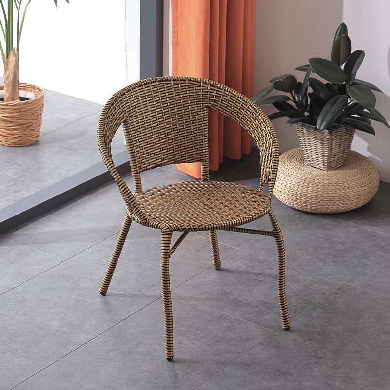 Outdoor Vintage Rattan Chair Single Leisure Backrest Chair for the Elderly Woven Household Courtyard Outdoor Simple Balcony Chair