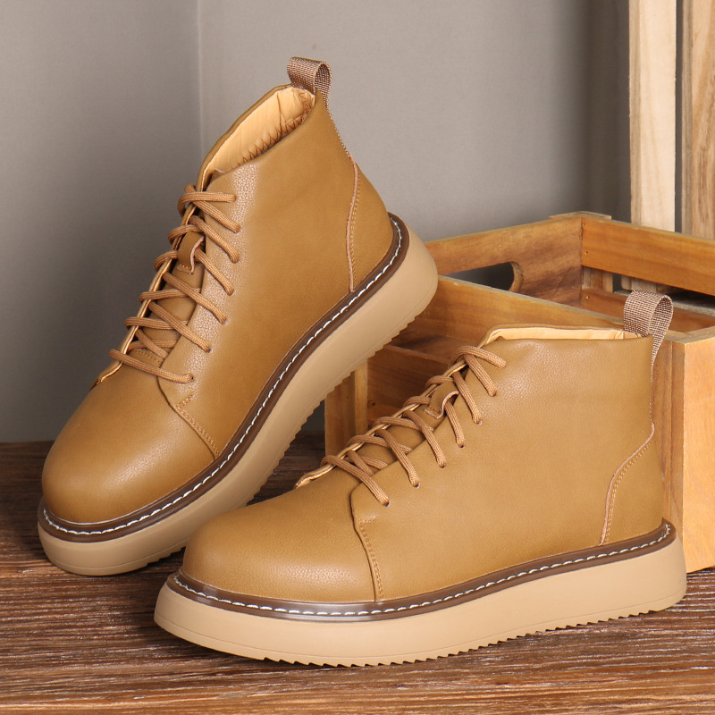 New boots Men's vintage cowhide classic big yellow boots_voghion.com