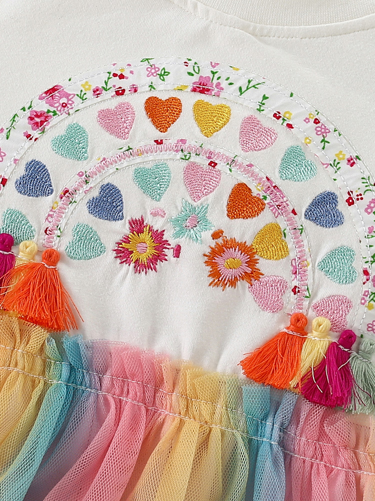 Falda de princesa para niños malwee verano nuevo estilo europeo y americano niños pequeños y medianos estilo occidental niña cuello redondo falda de manga corta para niñas