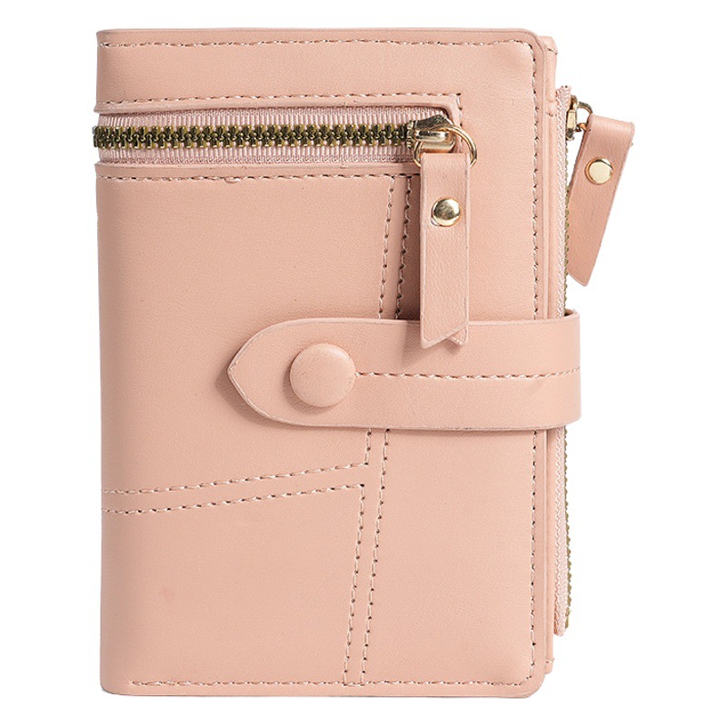 Cartera de Mujer Nueva 2023, Cartera Corta de Cuero PU con Cremallera, Monedero Triple, en Existencia, Versátil, al por Mayor