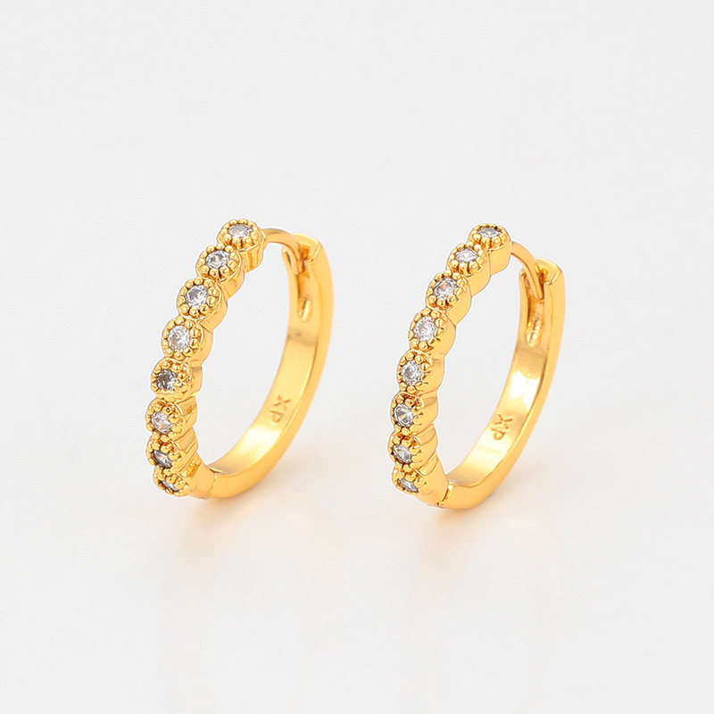 Xuping aleación de cobre chapado en blanco incrustado una sola fila de zircon simple auriculares de moda aretes geométricos clásicos auriculares mayoristas