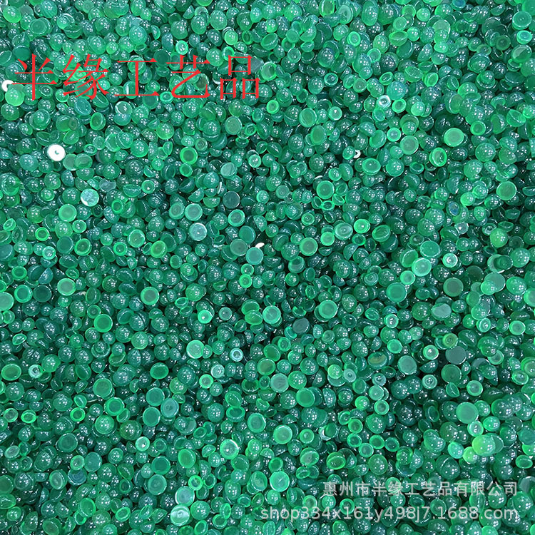 [Green agate ring] natural green chalcedony round flat-bottomed gem jewelry DIY handicraft accessories bare stone