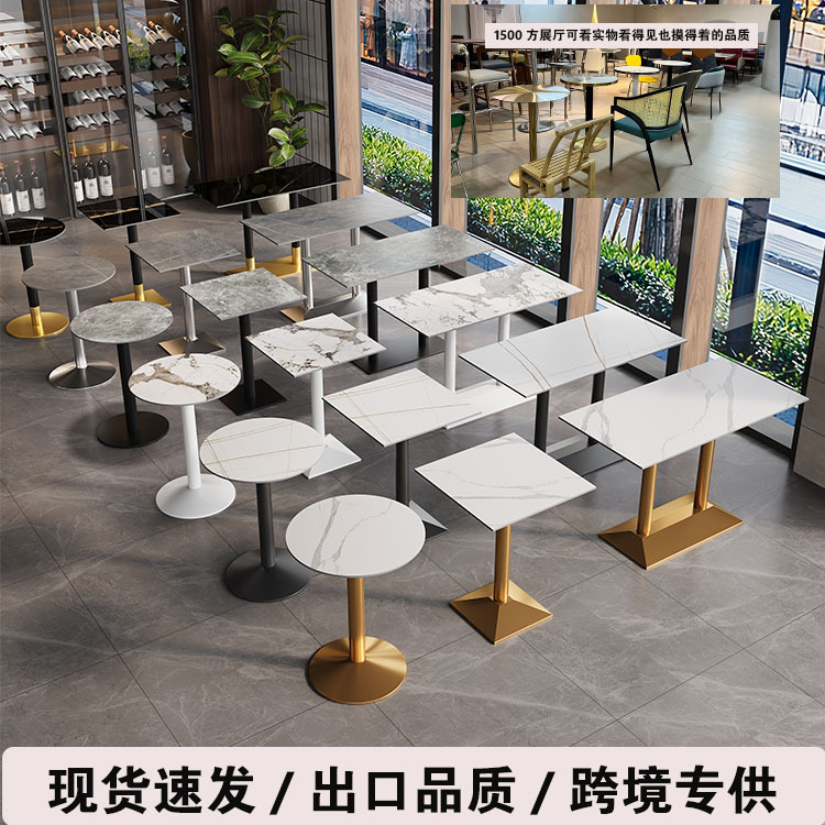 Mesa de Comedor Redonda Grande de Pizarra para Restaurante de Hot Pot, Mesas y Sillas de Restaurante de Lujo Ligero Comercial, Mesa Redonda Pequeña para Restaurante de Comida Rápida