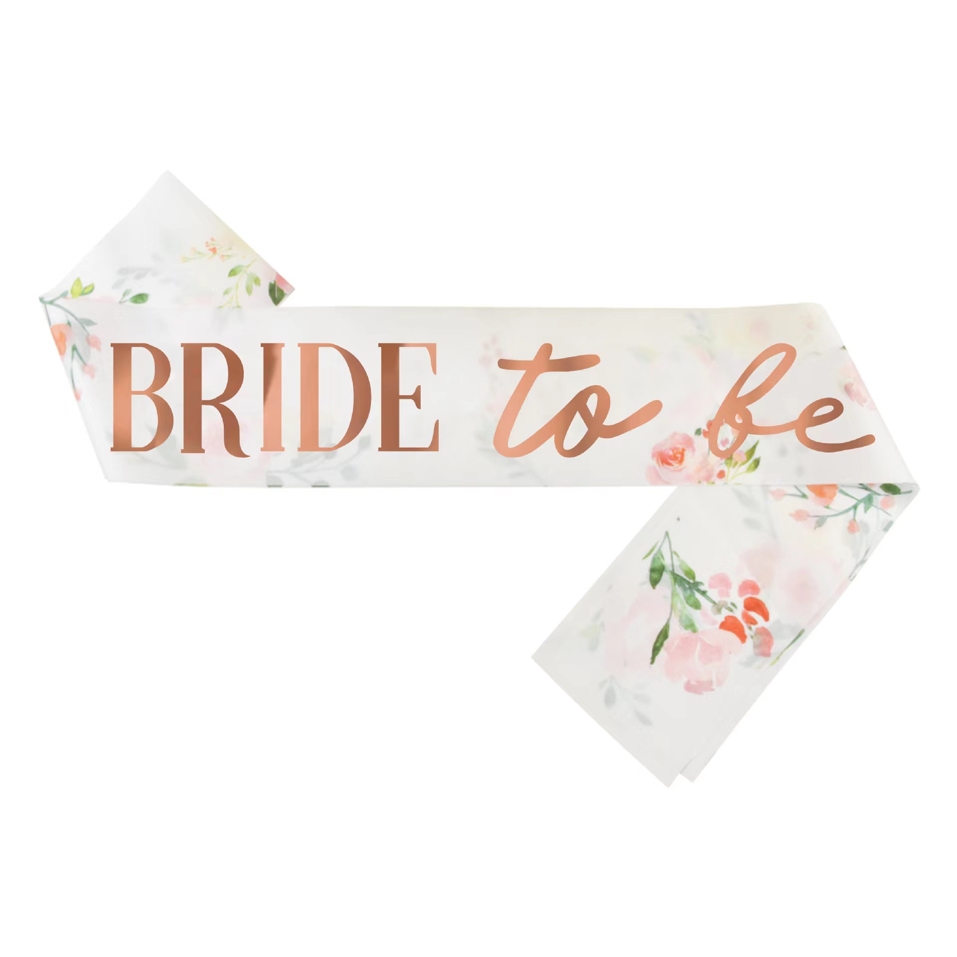 Diadema con cinta de etiqueta con estampado de despedida de soltera, juego de tirantes de flores de oro rosa