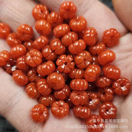 翡翠玉红翡南瓜珠玉石散珠鸡血红干青福瓜玉扣隔片算盘珠饰品配件