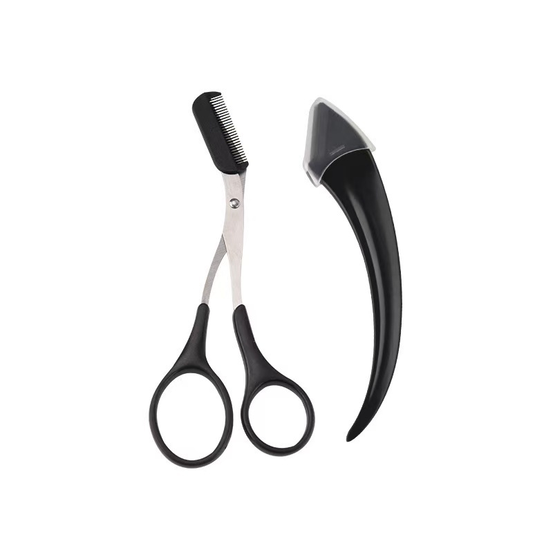 Tijeras para cejas de tres colores, recortador de cejas, tijeras macro para cejas, maquinilla de afeitar para cejas, peine para cejas, tijeras para recortar cejas con juego de peines