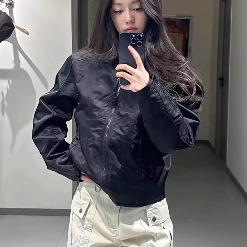 美式复古短款拉链棒球服外套男女春秋立领cleanfit黑色飞行夹克潮