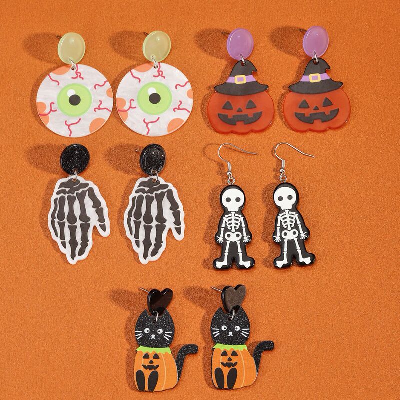 Halloween dark acetate plate earrings combination skull claw pumpkin cross-border Festival suit earrings