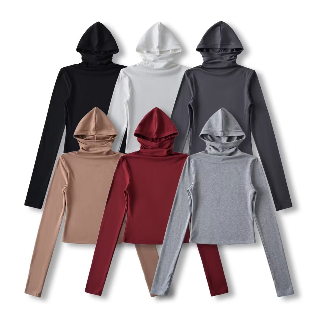 가을과 겨울 새로운 유럽과 미국 여성의 기모 후드 하이 칼라 긴 소매 티셔츠 C77037