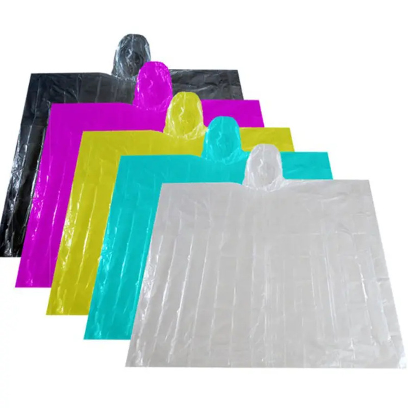 0.015mm In-Stock Portable One-Piece Disposable Raincoat Made of New Material Yellow Pe Disposable Poncho