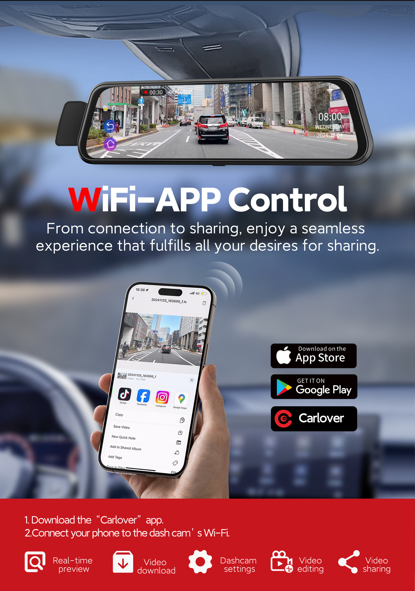 2025 New Driving Recorder 4K High-Definition Adas+Bsd Early Warning Wifi Interconnect Driving Recorder in Stock