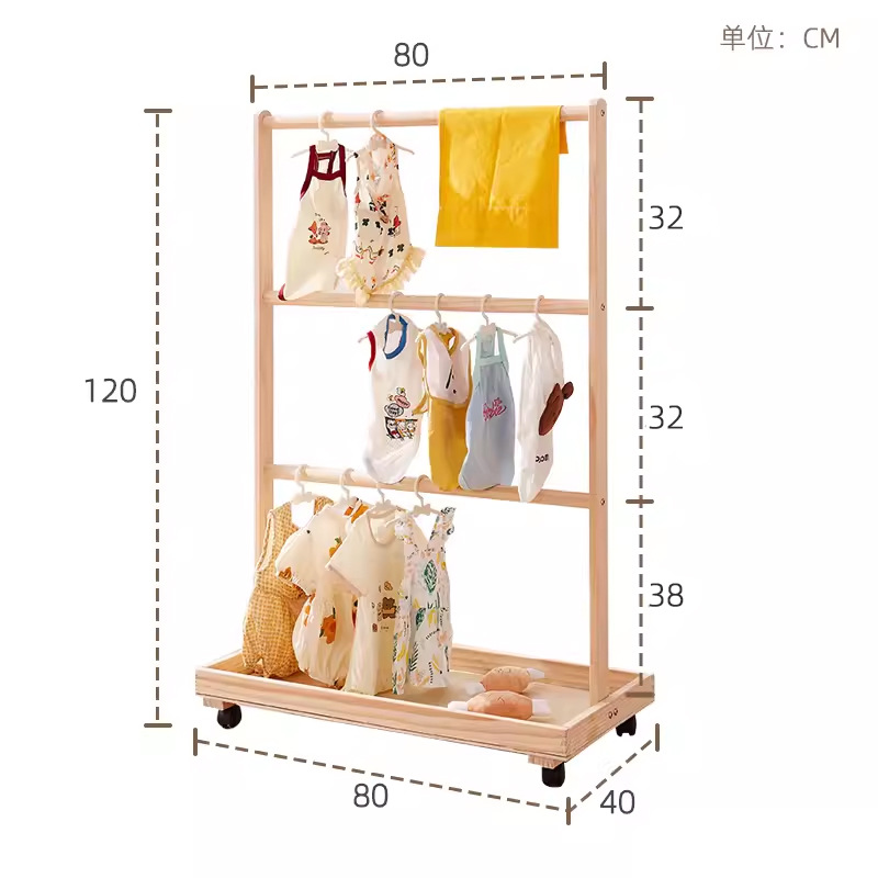 [높이 120cm + 범용 바퀴 + 수납장] 3단 행거