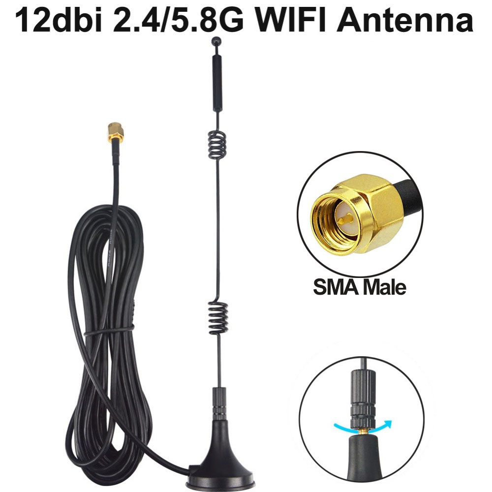 2.4G-5.8G吸盘天线wifi天线监控天线SMA内螺内针高增益小吸盘天线