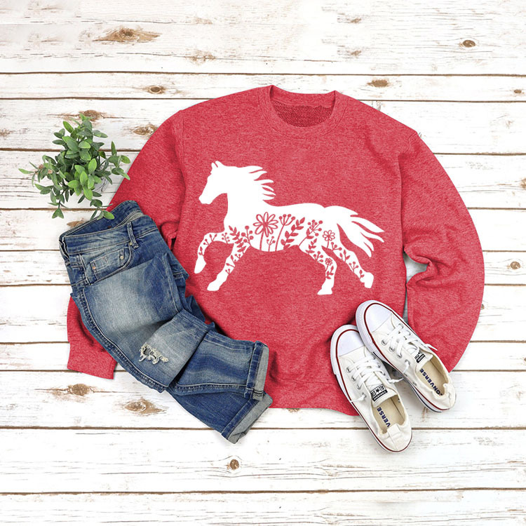 Amazon estación independiente en stock cuello redondo europeo y americano superior manga larga impresa eBay cómodo suéter transfronterizo Comercio exterior venta al por mayor