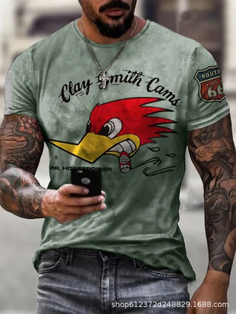 Fabricante de la fuente de los hombres de la camisa de manga corta de la calle Nueva Venta caliente de comercio electrónico transfronterizo camiseta impresa 3D arte flexible