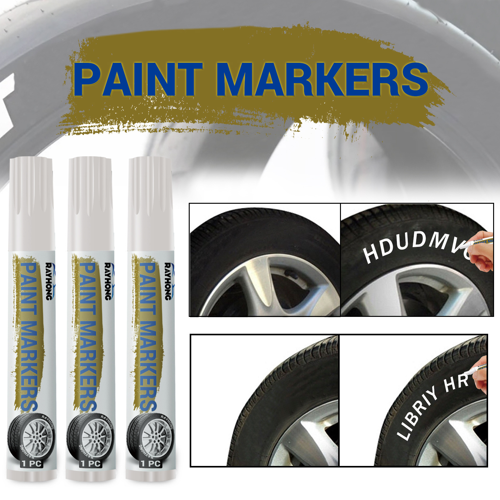 Rayhong Car Tire Marker Car Compact Portable Waterproof Quick-Drying Painting Marker Pen Graffiti Pen