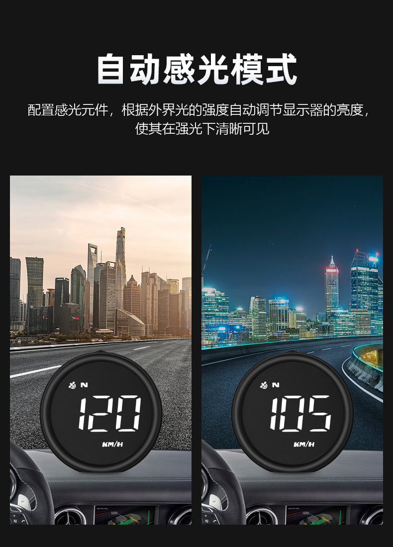 Vehicle-Mounted Hud Head-Up Display Car Universal Obd Lcd Instrument Gps Super-Speed Alarm Speed Flat View Instrument G1