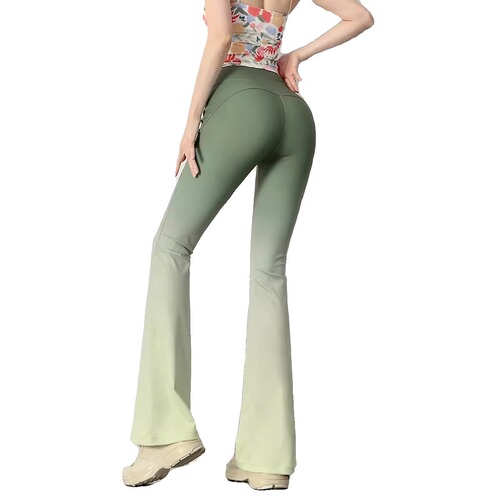 2024 New Peach Butt Yoga Pants Women's Gradient Color Micro-flare Pants High Waist Elastic Sports Pants Fitness Pants