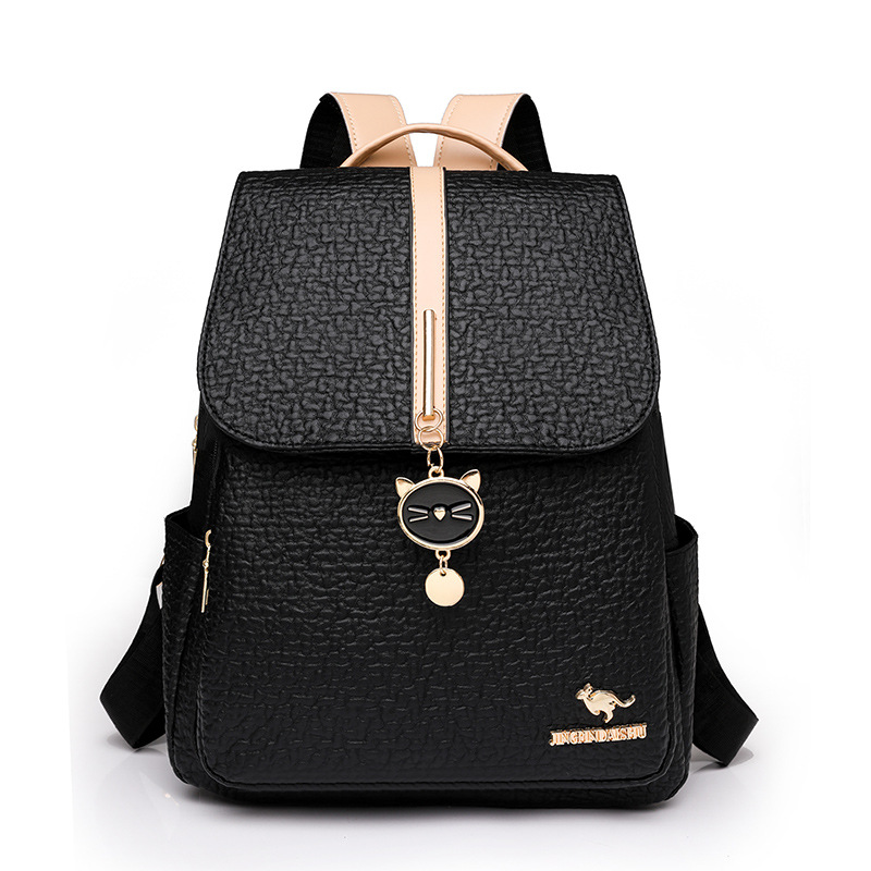 Venta al por mayor transfronteriza 2024 nueva mochila casual de cuero suave para mujer, mochila de viaje de gran capacidad de moda, mochila escolar